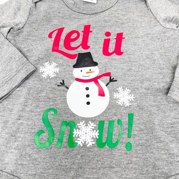 Baby Holiday Bodysuit Jogger Set 'Let It Snow' Graphic Size 3 - 6 Months NEW - Picture 3 of 9